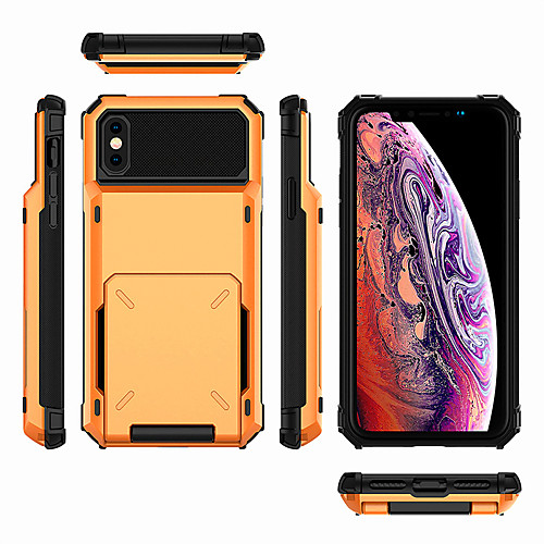

iPhone11Pro Max Flip Card Card Mecha Mobile Phone Shell XS Max Four Corners Drop-proof Can be Inserted 5 6 7 8Plus SE 2020 Protective Shell
