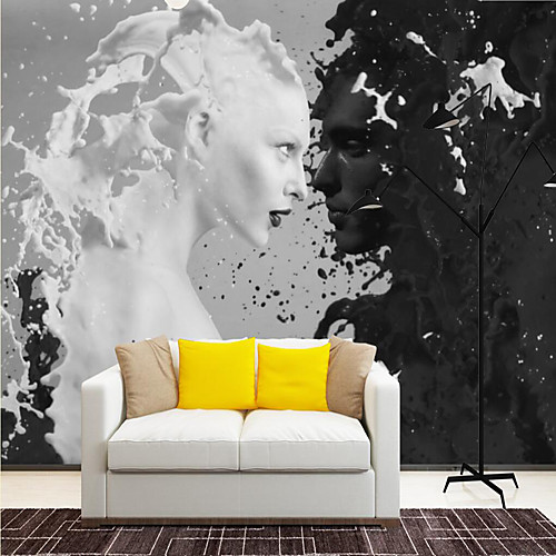 

Mural Wallpaper Wall Sticker Covering Print Peel and Stick Removable Fantastic People Black White Canvas Home Décor