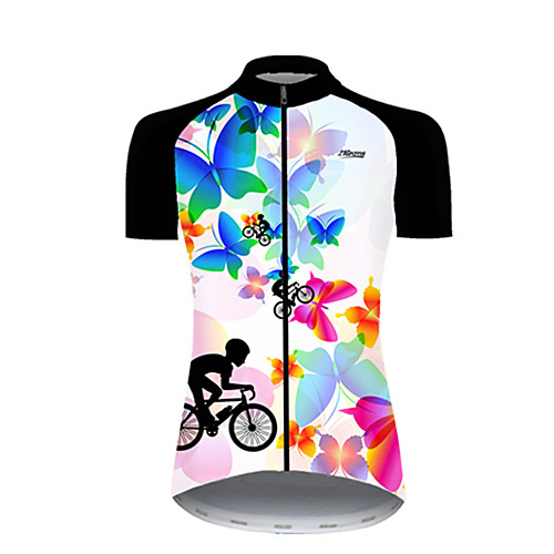 

21Grams Women's Short Sleeve Cycling Jersey Summer Nylon Polyester Black / Blue Butterfly Gradient Bike Jersey Top Mountain Bike MTB Road Bike Cycling Ultraviolet Resistant Quick Dry Breathable Sports