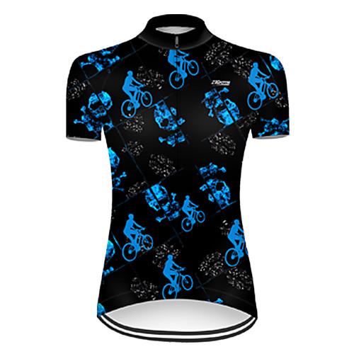 

21Grams Women's Short Sleeve Cycling Jersey Nylon Polyester Black / Blue Skull Funny Bike Jersey Top Mountain Bike MTB Road Bike Cycling Breathable Quick Dry Ultraviolet Resistant Sports Clothing