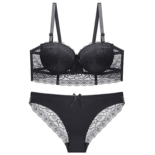 

Women's Bra & Panty Set Push-up Lace Bras Underwire Bra 3/4 Cup Sexy Blue