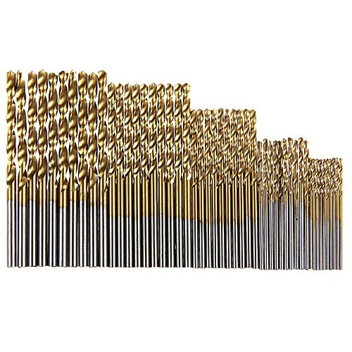 

50Pcs Titanium Coated HSS High Speed Steel Drill Bit Set Tool 1/1.5/2/2.5/3mm