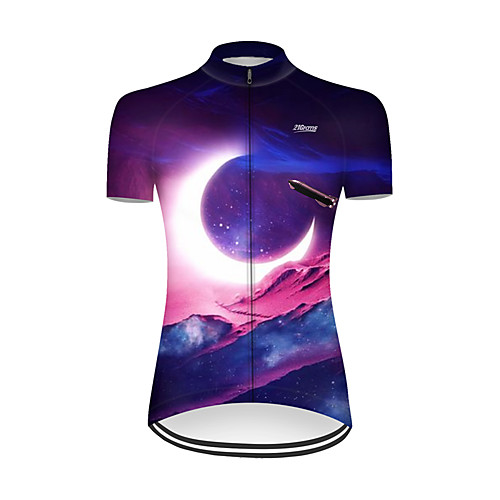 

21Grams Women's Short Sleeve Cycling Jersey Nylon Polyester RedBlue 3D Gradient Rocket Bike Jersey Top Mountain Bike MTB Road Bike Cycling Breathable Quick Dry Ultraviolet Resistant Sports Clothing