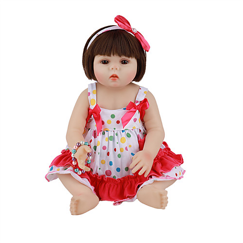 

FeelWind 18 inch Reborn Doll Baby & Toddler Toy Reborn Toddler Doll Baby Girl Gift Cute Lovely Parent-Child Interaction Tipped and Sealed Nails Full Body Silicone with Clothes and Accessories for