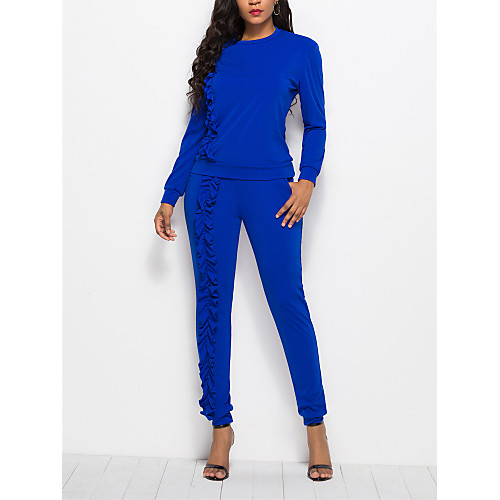

Women's Basic Set - Solid Colored, Ruffle Pant