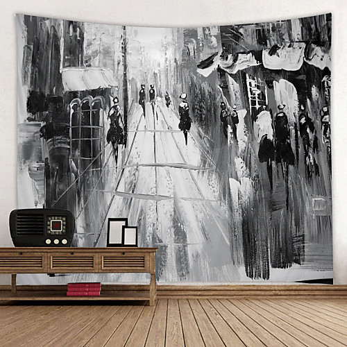 

Oil Painting Style Wall Tapestry Art Decor Blanket Curtain Hanging Home Bedroom Living Room Decoration Abstract Pattern Street