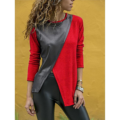

Women's Color Block Blouse Daily Weekend White / Red / Yellow / Dark Gray