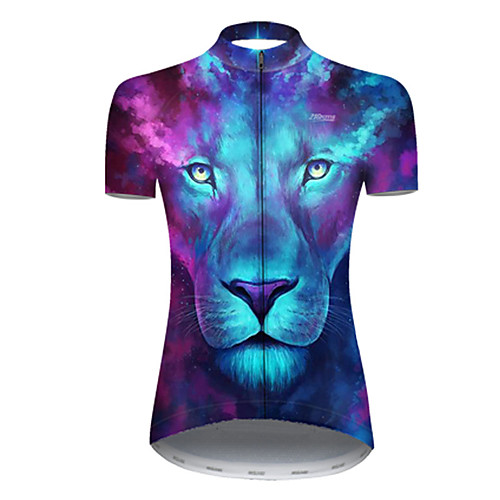 

21Grams Women's Short Sleeve Cycling Jersey Summer Nylon Polyester Blue Gradient Lion Animal Bike Jersey Top Mountain Bike MTB Road Bike Cycling Ultraviolet Resistant Quick Dry Breathable Sports