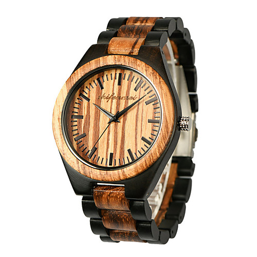 

Men's Sport Watch Japanese Quartz Modern Style Stylish Wood Wooden Analog Fashion Cool - Black