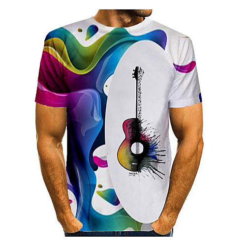 

Men's T shirt Shirt Graphic Print Short Sleeve Daily Tops Basic Round Neck Rainbow