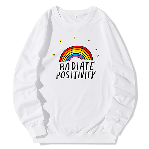 

Women's Hoodie Sweatshirt Rainbow Daily Casual Hoodies Sweatshirts Blue Yellow Blushing Pink