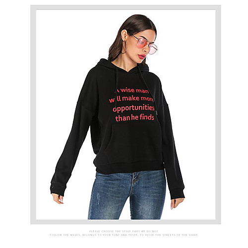 

Women's Hoodie Solid Colored Daily Basic Hoodies Sweatshirts Loose Black