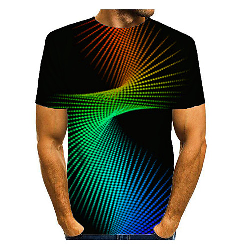 

Men's T shirt Shirt Graphic Optical Illusion Print Short Sleeve Daily Tops Basic Round Neck Black / Sports