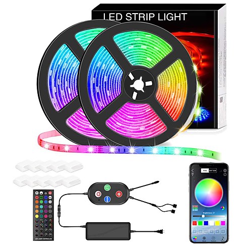 

Led Strip Lights 10M Smart RGB Led Light Strip Music Sync 600LEDs Color Changing Light Strips Bluetooth APP Control with Remote for Bedroom Room TV Party Bedroom Room TV Backlight PC Desk Kitchen