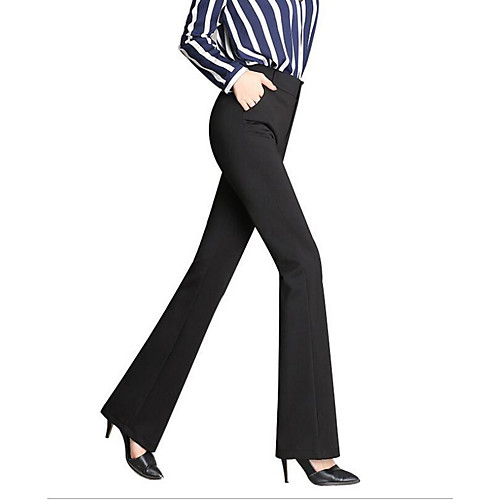 

Women's Basic Loose Daily Bootcut Pants Solid Colored Black Wine Navy Blue