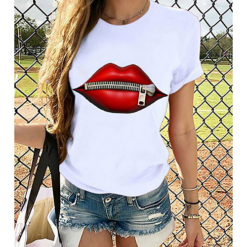 

Women's T shirt Graphic Prints Round Neck Tops Loose 100% Cotton Panda Butterfly Cat