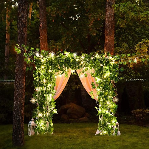 

100LED 10m Simulation Rattan Wall Hanging Ornament Artificial Plants Creeper Vine Plastic Green Leaf Ivy DIY Wedding Garland Decor