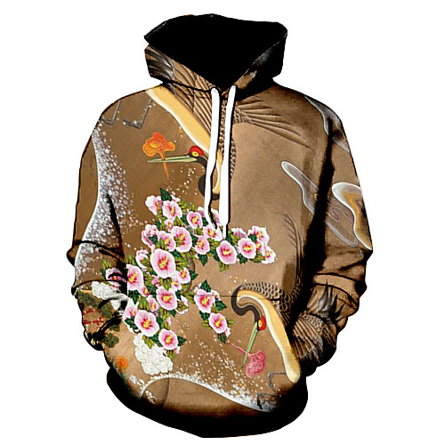 

Men's Hoodie Floral Graphic Hooded Daily 3D Print Basic Hoodies Sweatshirts Camel