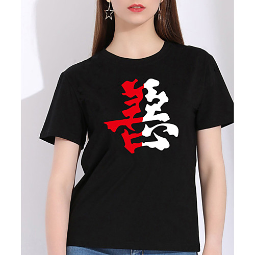 

Women's T shirt Graphic Prints Print Round Neck Basic Tops 100% Cotton White Black Yellow