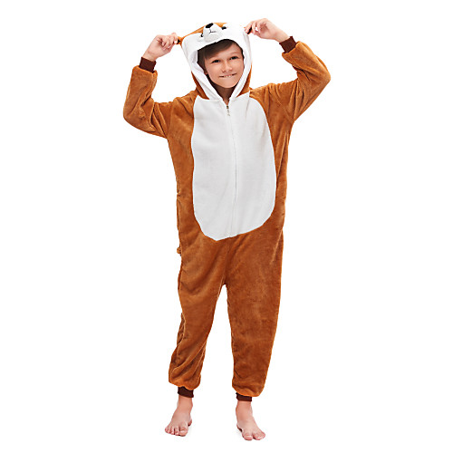 

Kid's Kigurumi Pajamas Dog Onesie Pajamas Flannel Fabric Brown Cosplay For Boys and Girls Animal Sleepwear Cartoon Festival / Holiday Costumes / Leotard / Onesie