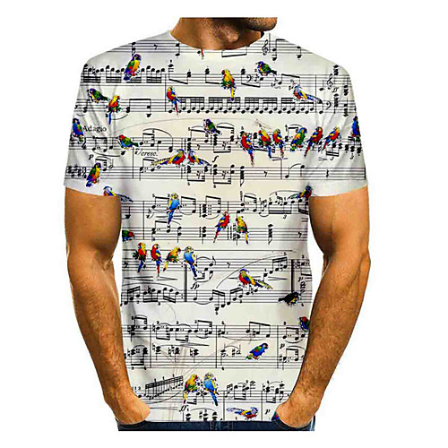 

Men's T shirt Shirt Graphic Print Short Sleeve Daily Tops Basic Round Neck White