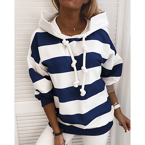

Women's Hoodie Pullover Striped Daily Casual Hoodies Sweatshirts Blushing Pink Gray Khaki