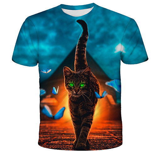 

Men's T shirt Shirt Graphic Print Short Sleeve Daily Tops Streetwear Exaggerated Round Neck Rainbow