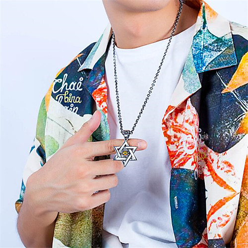

Men's Couple's Pendant Necklace Classic Star of David Fashion Titanium Steel Silver Gold 55 cm Necklace Jewelry 1pc For Anniversary Festival