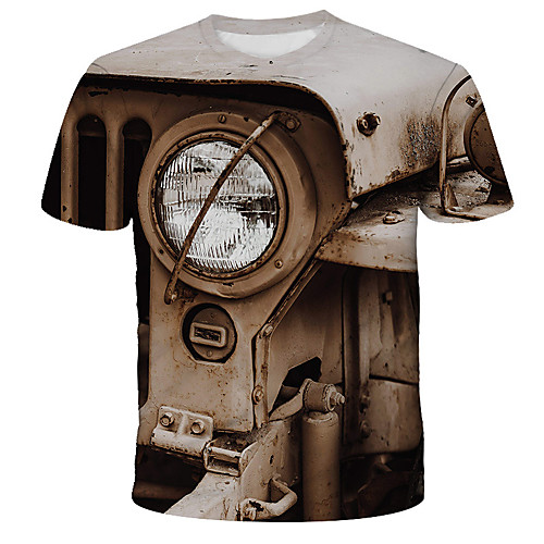 

Men's T shirt Shirt Graphic Print Short Sleeve Daily Tops Streetwear Exaggerated Round Neck Gray