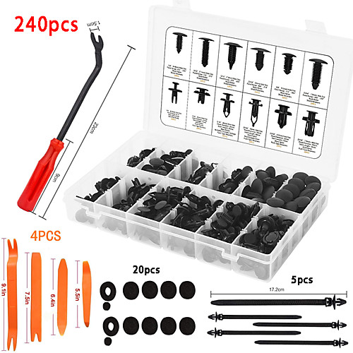 

240pcs Bumper Retainer Clips Car Plastic Rivets Fasteners Push Retainer Kit Most Popular Sizes Auto Push Pin Rivets Set -Door Trim Panel Fender Clips for GM Ford Toyota Honda Chrysle