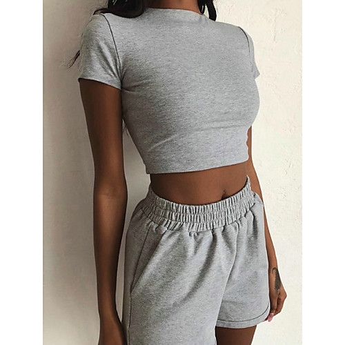 

Women's Basic Solid Colored Two Piece Set Shirred Cami Top Tracksuit Set Pant Loungewear Tops