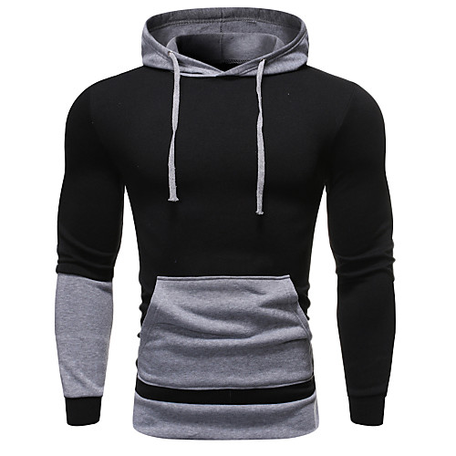 

Men's Hoodie Color Block Hooded Basic Hoodies Sweatshirts Blue Orange Light gray