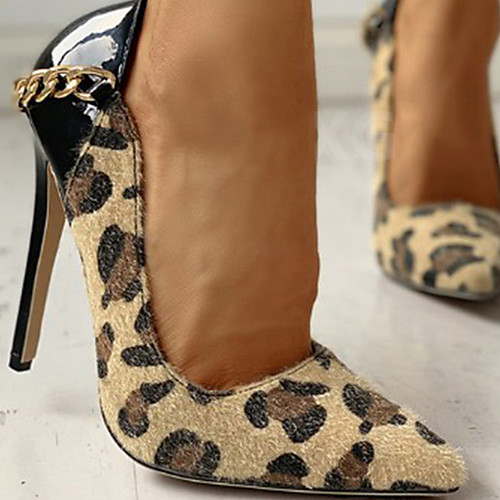 

Women's Heels Pumps Pointed Toe Daily PU Leopard Black Brown