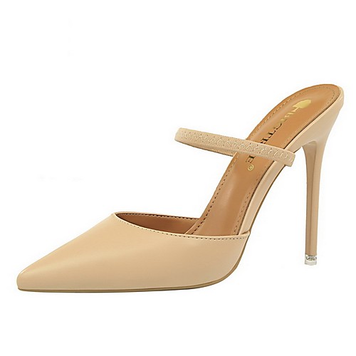 

Women's Clogs & Mules Stiletto Heel Pointed Toe Daily PU Solid Colored Almond White Black