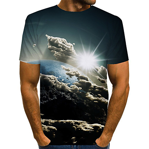 

Men's T shirt Shirt Graphic Plus Size Print Short Sleeve Daily Tops Basic Exaggerated Round Neck Rainbow