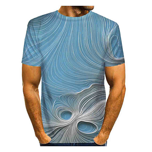 

Men's T shirt Shirt Graphic Print Short Sleeve Daily Tops Basic Round Neck Blue