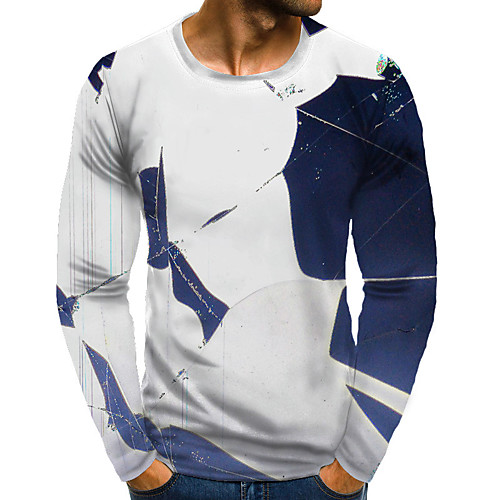 

Men's T shirt Shirt Graphic Plus Size Print Long Sleeve Daily Tops Basic Exaggerated Round Neck Rainbow