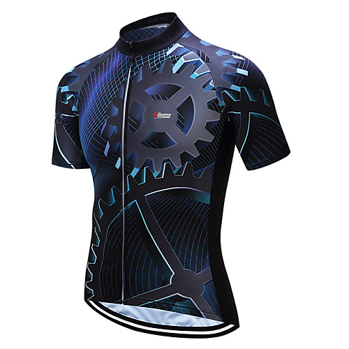 

21Grams Men's Short Sleeve Cycling Jersey Summer Coolmax Blue / Black Purple Red Bike Jersey Top Mountain Bike MTB Road Bike Cycling Moisture Wicking Back Pocket Limits Bacteria Sports Clothing