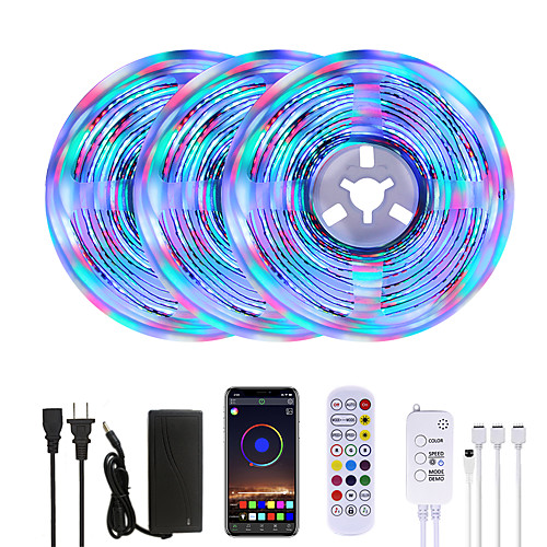 

Bright RGBW LED Strip Lights 15M Music Sync Smart LED Lights Tiktok Lights 3510LEDs SMD 2835 Color Changing with 24 keys Remote Bluetooth Controller for Home Bedroom TV Back Lights DIY Deco