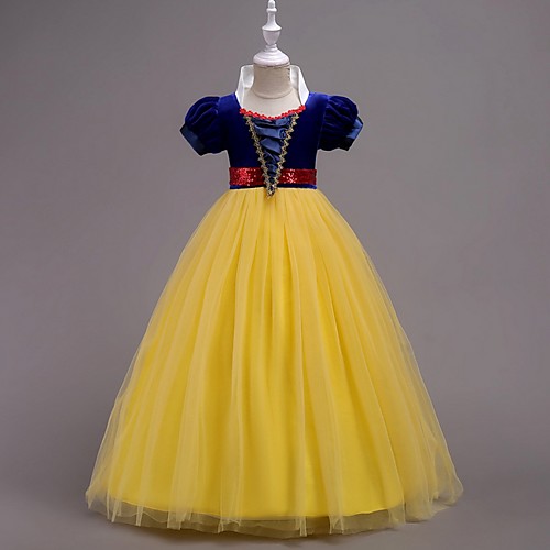 

Princess Floor Length Flower Girl Dresses Party Tulle Short Sleeve Jewel Neck with Sash / Ribbon