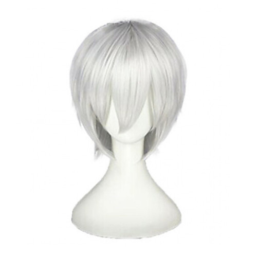 

Tokyo Ghoul Ken Kaneki Cosplay Wigs Unisex Layered Haircut 12 inch Heat Resistant Fiber Straight Silver Dark Gray Teen Adults' Anime Wig