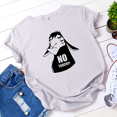 

Women's T shirt Graphic Text Letter Print Round Neck Basic Tops 100% Cotton White Yellow Blushing Pink