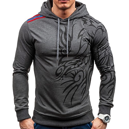 

Men's Hoodie Print Hooded Daily Basic Hoodies Sweatshirts Light gray Black Dark Gray