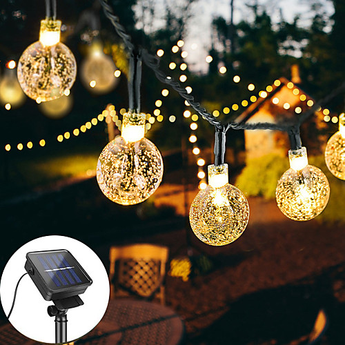 

Solar String Lights Solar Outdoor Light 12M 100LED Crystal Ball Bubble Lamp Fairy String Lights Outdoor String Lights 8 Function Outdoor Waterproof for Wedding Garden Lawn Christmas Decoration