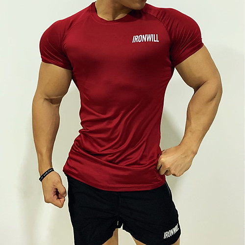 

Men's Short Sleeve Workout Tops Running Shirt Tee Tshirt Top Athleisure Summer Breathable Soft Sweat Out Fitness Gym Workout Performance Running Training Sportswear Black Red Blue Activewear Stretchy