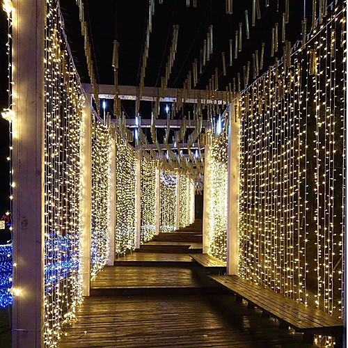 

33 m Curtain String Lights 300 LEDs 31V Warm White White 8-Mode Wedding Christmas Wedding Decoration No Electric Shock Safer Garden Courtyard Decoration Lamp 1 set
