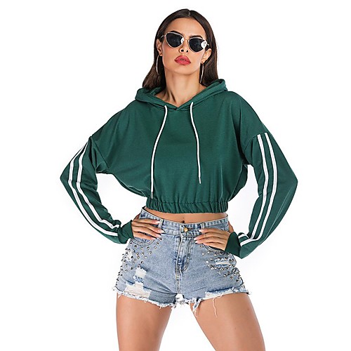 

Women's Cropped Hoddie Solid Colored Daily Basic Hoodies Sweatshirts Green