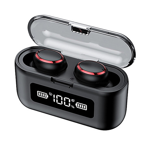 

LITBest F9 TWS Wireless Earbuds Electroplating Ring Fast Auto Pairing Hifi True Wireless Stereo Sound Bluetooth5.0 Smart Touch Control Waterproof Comfortable Fit Headset Mobile Power Bank