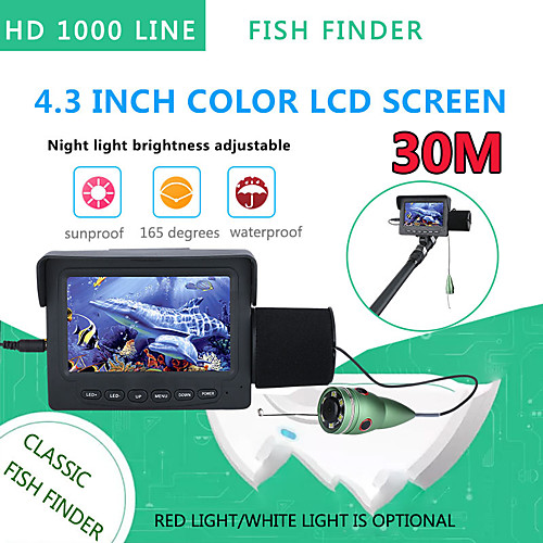 

30M 1200TVL Fish Finder Underwater Fishing Camera 4.3 inch Monitor 6PCS 6W IR LED Night Vision Camera For Fishing