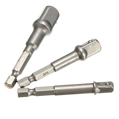 

3 Pce 1/4 Hex Shank Socket Driver Adapter Set 1/4, 3/8, 1/2 Impact Drill Bits